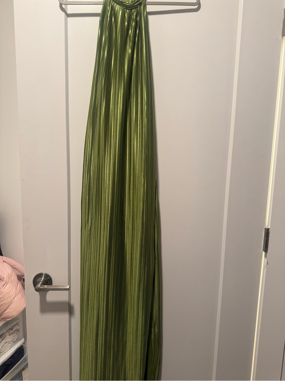 Lulu's Olive Green Pleated Halter Maxi Dress - Picture 5 of 6
